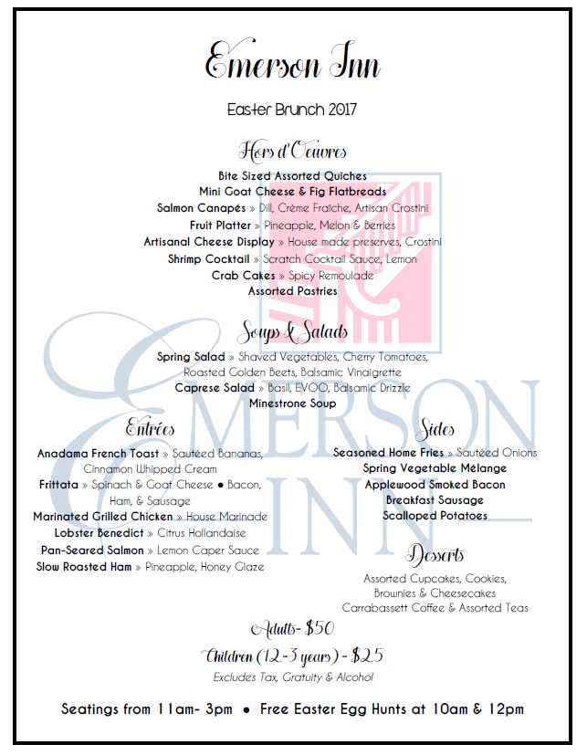 Easter Menu 2017